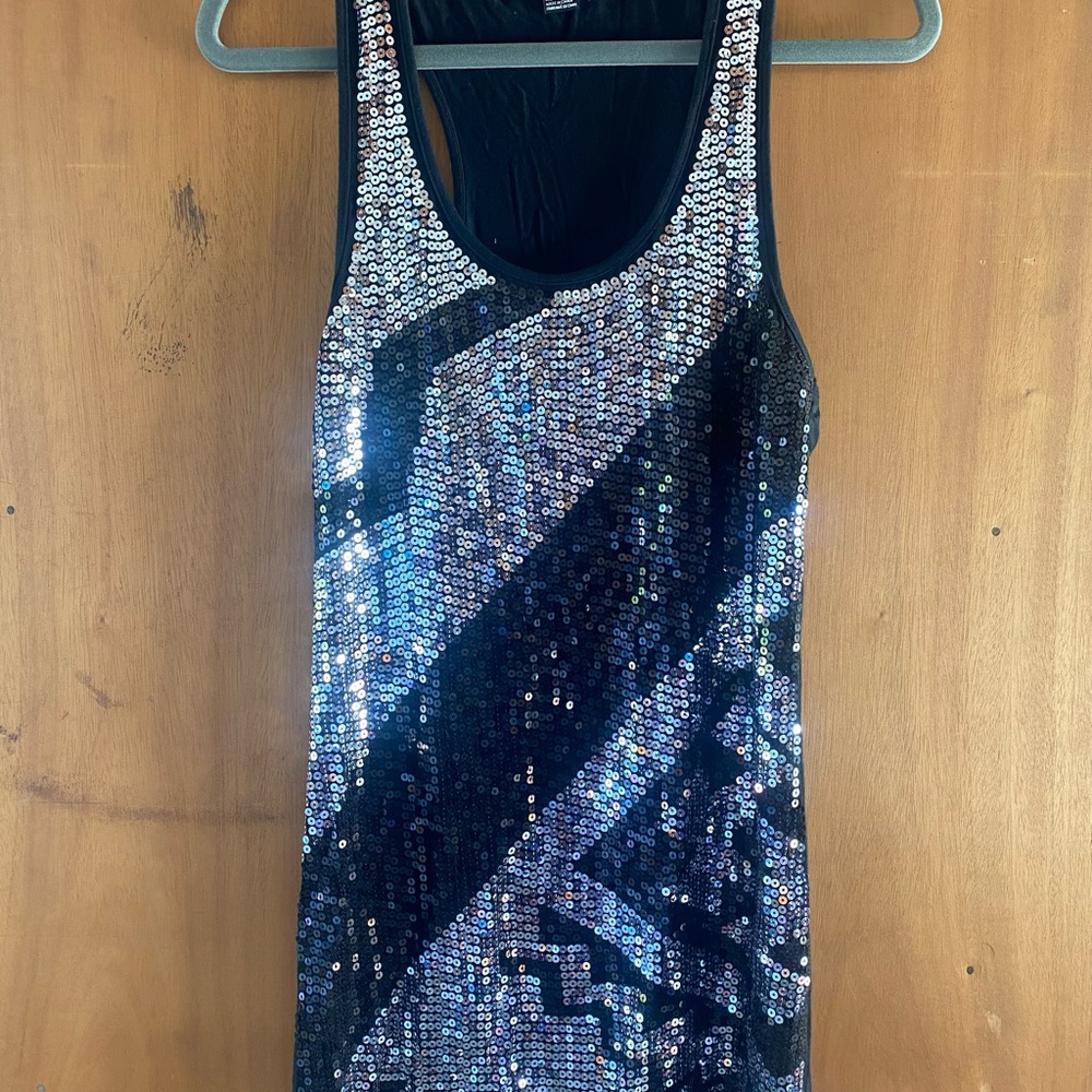 Sequin Black and Silver Tank Dress
